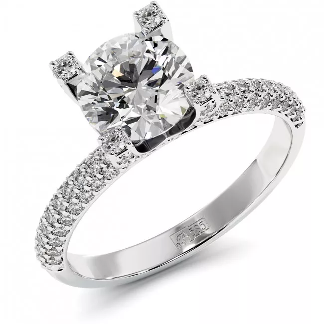 1.7 CTW Lab Diamond Pave Engagement Ring "Albertha"