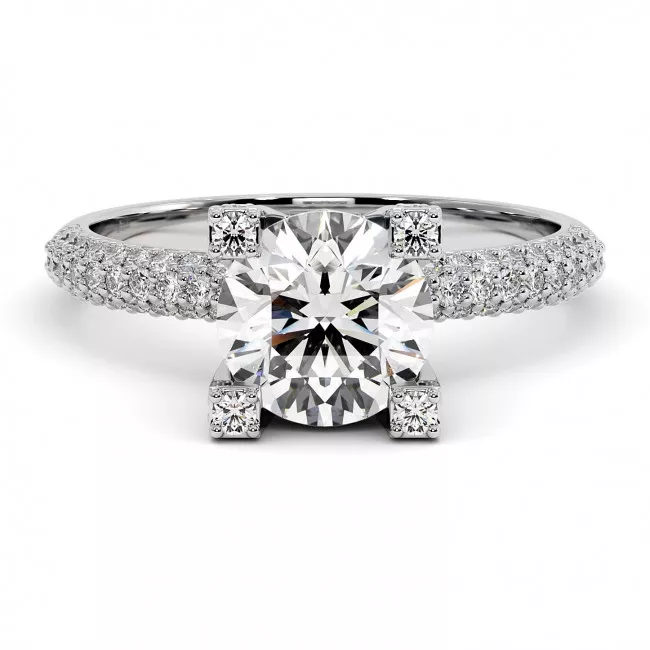 1.7 CTW Lab Diamond Pave Engagement Ring "Albertha"