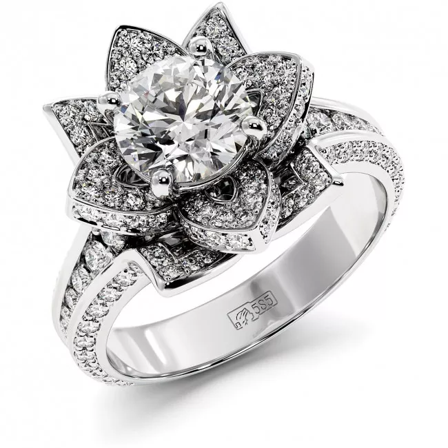 3 CTW Lab Diamond Engagement Ring "Lotus"