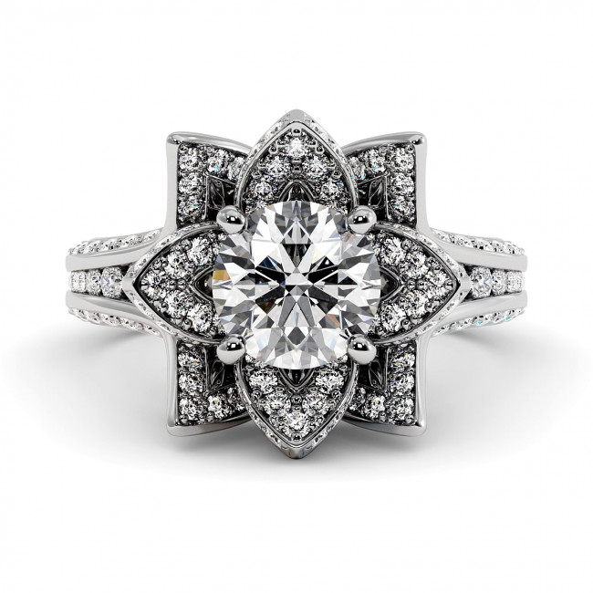 3 CTW Lab Diamond Engagement Ring "Lotus"
