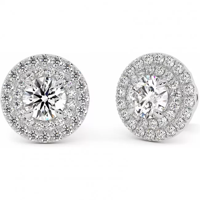 2.9 CTW Lab Diamond Double Halo Stud Earrings "Angelina"
