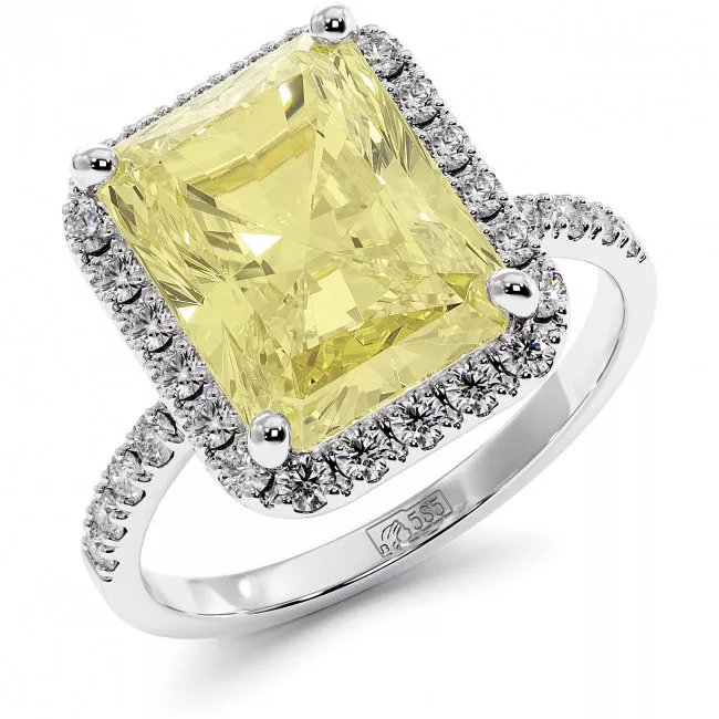 5 CTW Fancy Yellow Radiant Diamond Engagement Ring "Bertha"