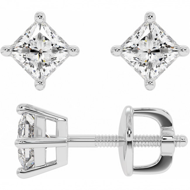 0.8 CTW Princess Cut Lab Diamond Stud Earrings "Jemma"