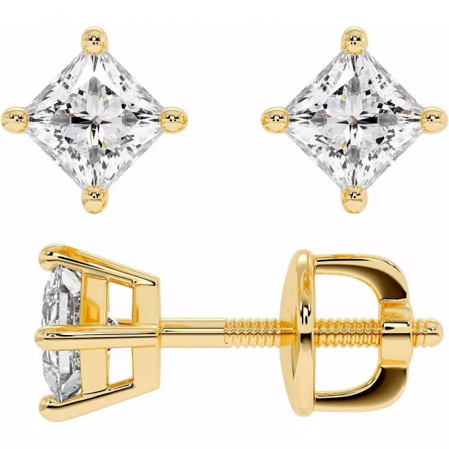 0.8 CTW Princess Cut Lab Diamond Stud Earrings "Jemma"