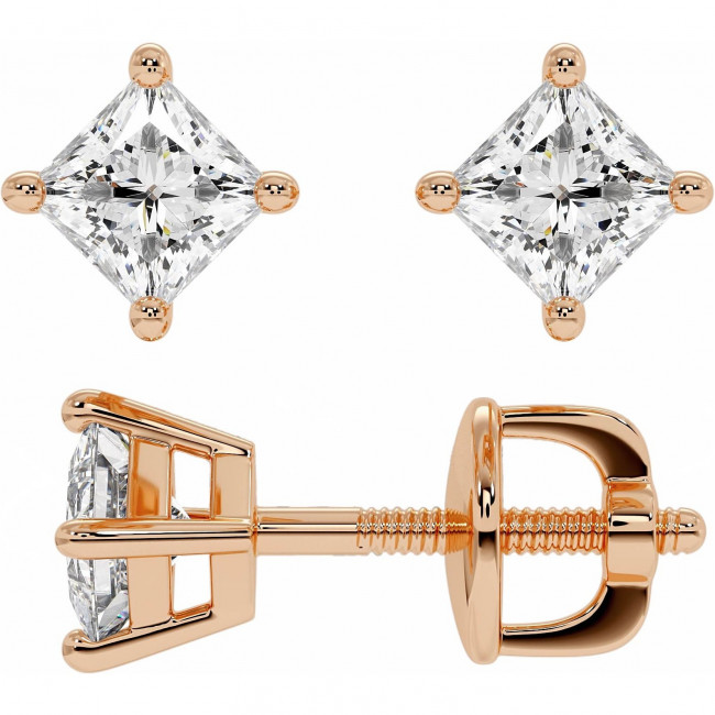 0.8 CTW Princess Cut Lab Diamond Stud Earrings "Jemma"