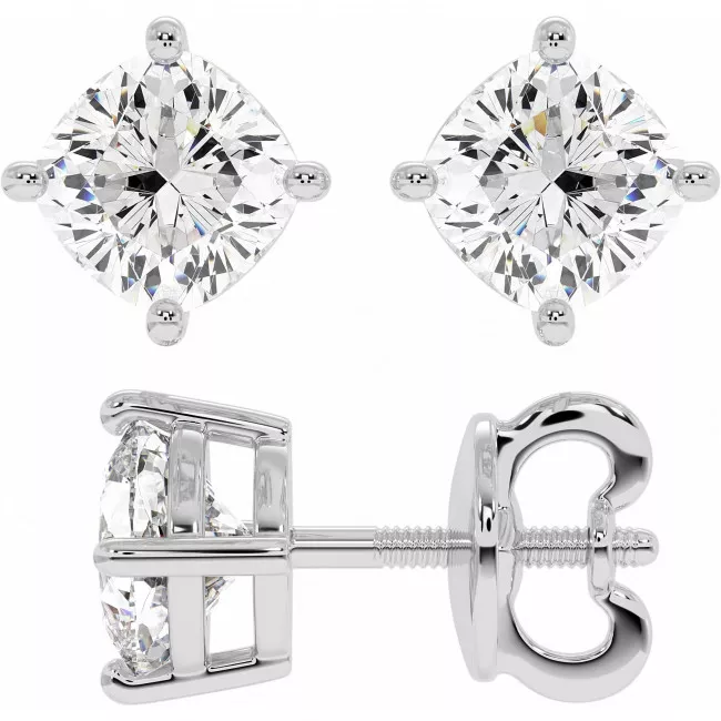 2.2 CTW Cushion Cut Lab Diamond Stud Earrings "Lois"