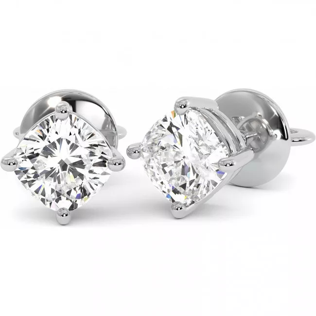 2.2 CTW Cushion Cut Lab Diamond Stud Earrings "Lois"