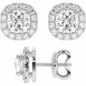 2.5 CTW Cushion Cut Lab Diamond Stud Earrings "Carol" thumbnail