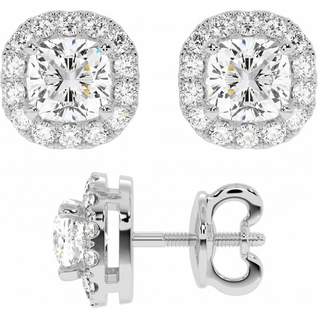 2.5 CTW Cushion Cut Lab Diamond Stud Earrings "Carol"