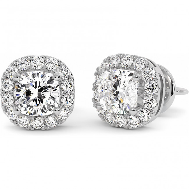 2.5 CTW Cushion Cut Lab Diamond Stud Earrings "Carol"