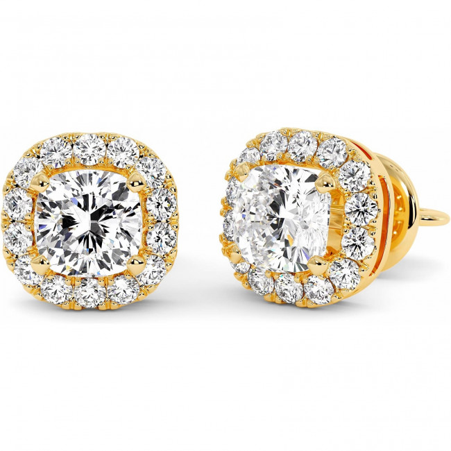 2.5 CTW Cushion Cut Lab Diamond Stud Earrings "Carol"