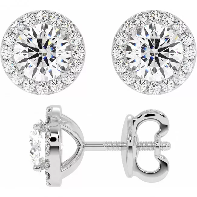 2.3 CTW Lab Diamond Halo Stud Earrings "Amalia"