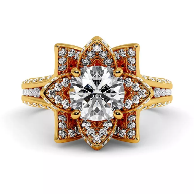 3 CTW Lab Diamond Engagement Ring "Lotus"