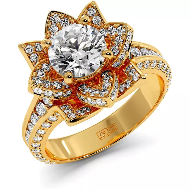 3 CTW Lab Diamond Engagement Ring "Lotus"