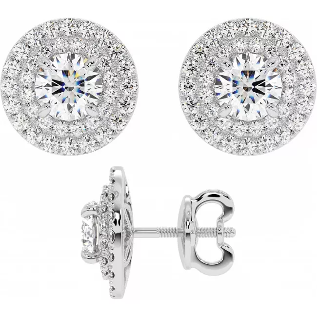 2.9 CTW Lab Diamond Double Halo Stud Earrings "Angelina"