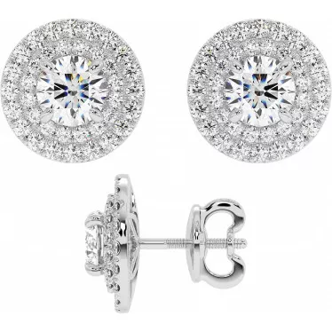 2.9 CTW Lab Diamond Double Halo Stud Earrings "Angelina"