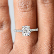 3.2 CTW Elongated Cushion Lab Diamond Ring "Linda" thumbnail