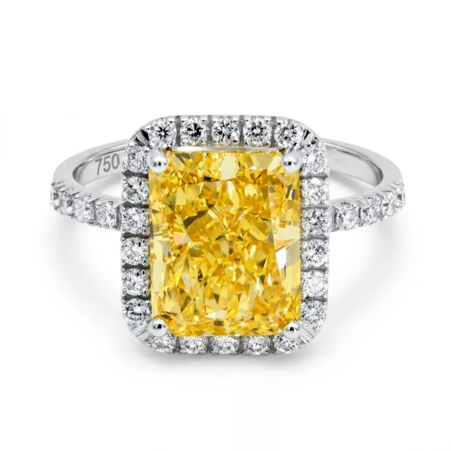 5 CTW Fancy Yellow Radiant Diamond Engagement Ring "Bertha"