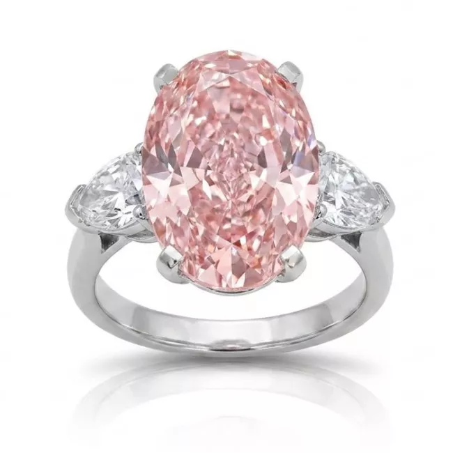 5.45 CTW Pink Oval Cut Lab Diamond Ring "Heidi"