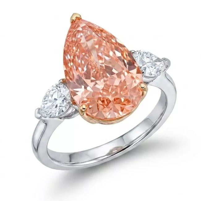 13.36 CTW Pink Pear Cut Lab Diamond Ring "PEAR"