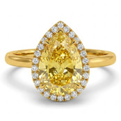 5.3 CTW Yellow Pear Cut Lab Diamond Ring "Lene" thumbnail