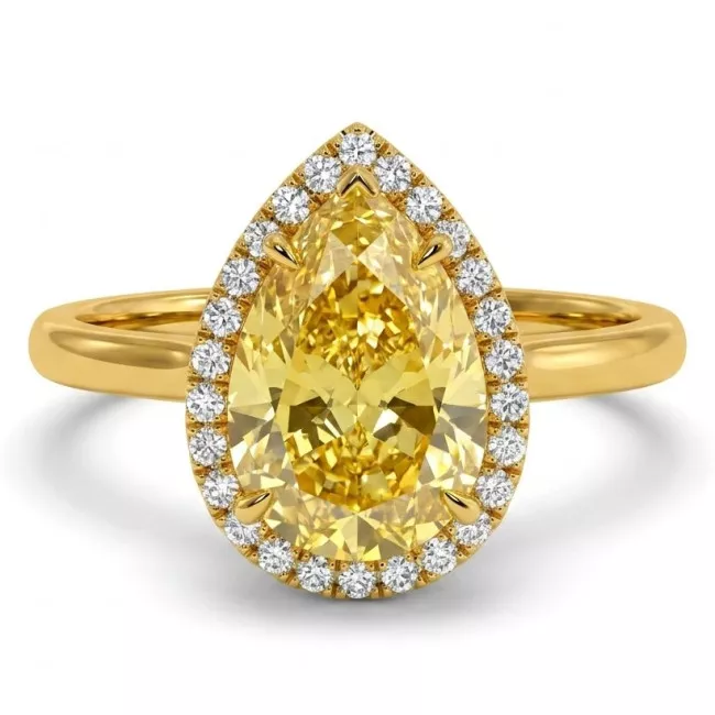 5.3 CTW Yellow Pear Cut Lab Diamond Ring "Lene"