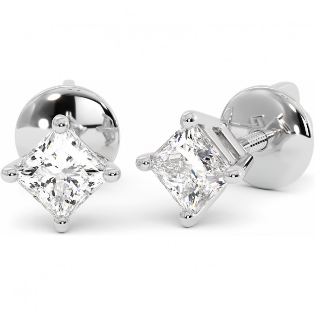 0.8 CTW Princess Cut Lab Diamond Stud Earrings "Jemma"