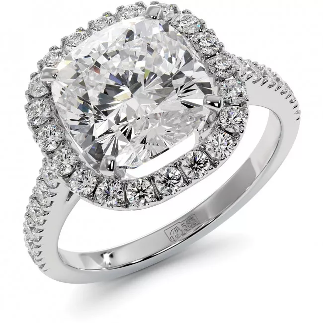 4.7 CTW Cushion Cut Lab Diamond Engagement Ring "Courtney"